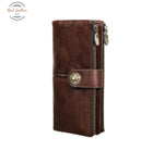 Cow Leather Women Wallet with AirTag Slot Coffee Wallet