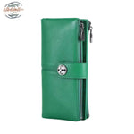 Cow Leather Women Wallet with AirTag Slot Green Wallet