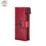 Cow Leather Women Wallet with AirTag Slot Red Wallet