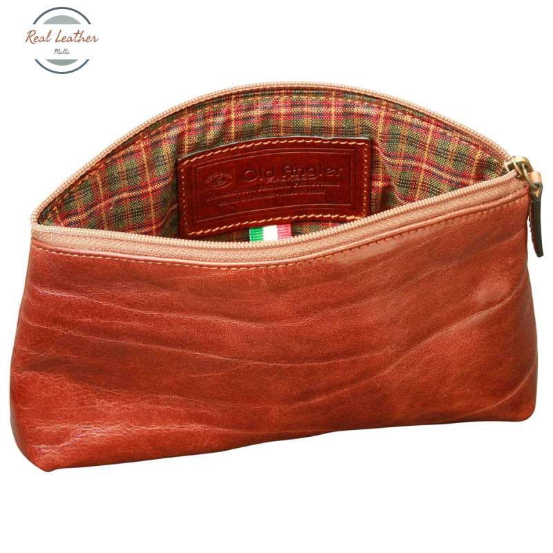 Cowhide leather beauty case Brown Cosmetic bag