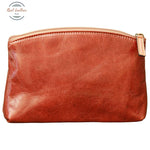 Cowhide leather beauty case Brown Cosmetic bag