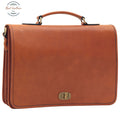 Cowhide Leather Full length Flap Briefcase Colonial Brown Briefcases