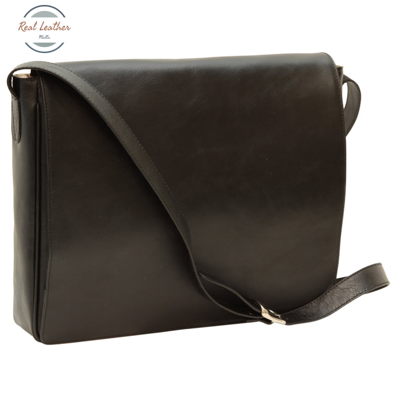 Cowhide leather messenger bag Black Messenger Bag