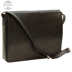Cowhide leather messenger bag Black Messenger Bag