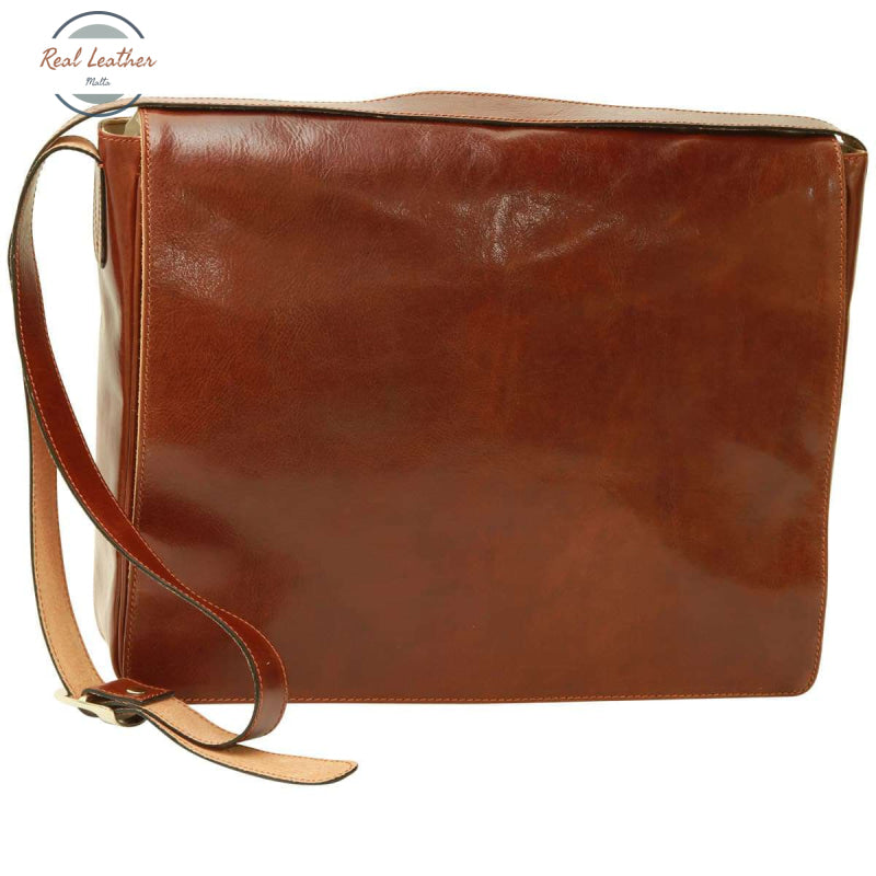 Cowhide leather messenger bag Brown Messenger Bag