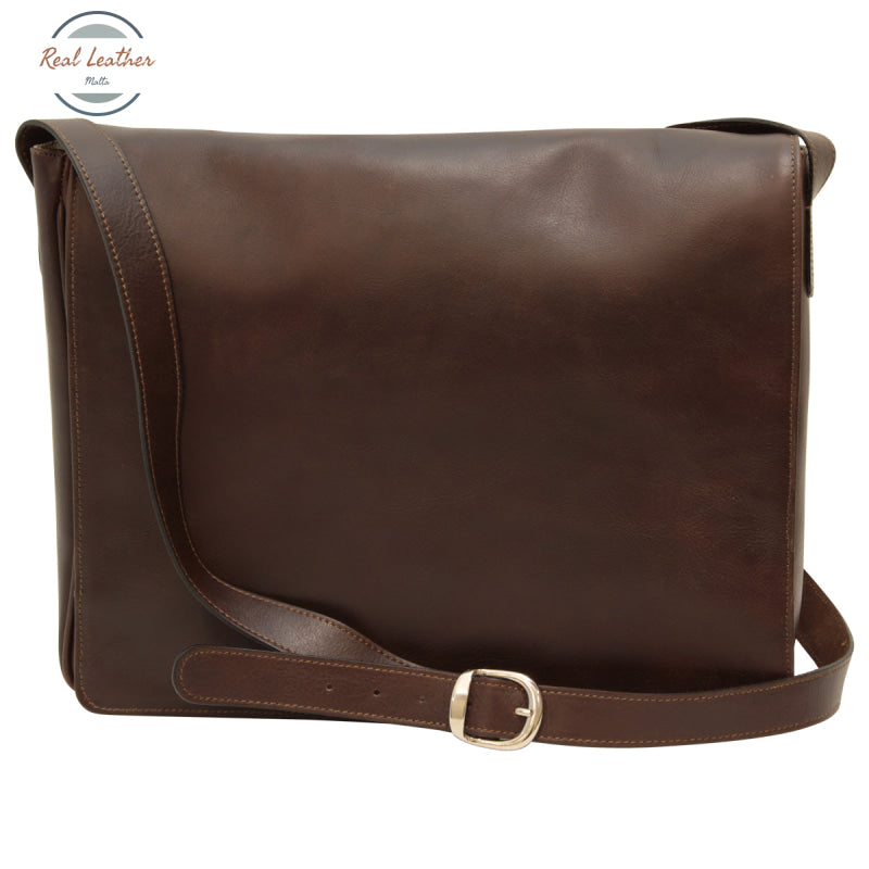 Cowhide leather messenger bag Dark Brown Messenger Bag