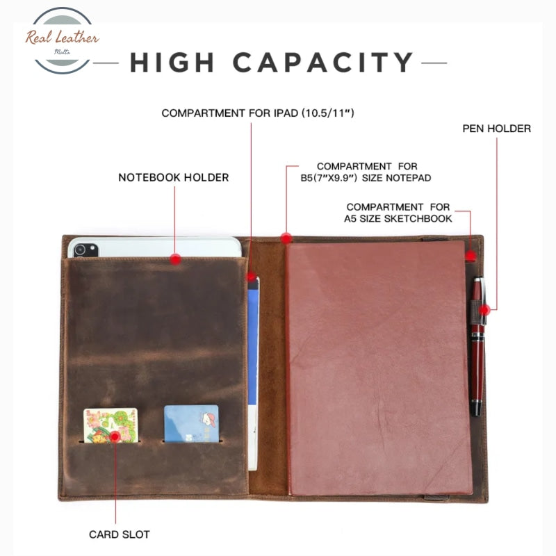 Crazy Horse Leather A5 File Organizer Notebooks & Notepads
