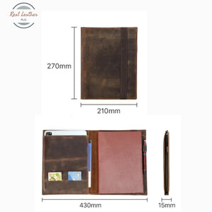 Crazy Horse Leather A5 File Organizer Notebooks & Notepads