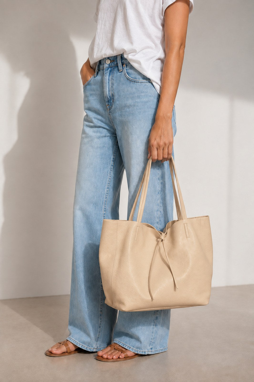 Francesca Made in Italy Leather Tote Bag – Cream