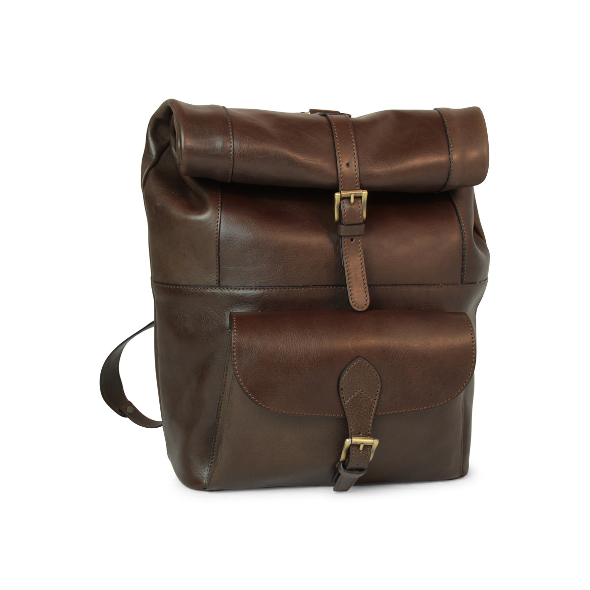 LUSSO Full grain leather back pack with backside troller strap