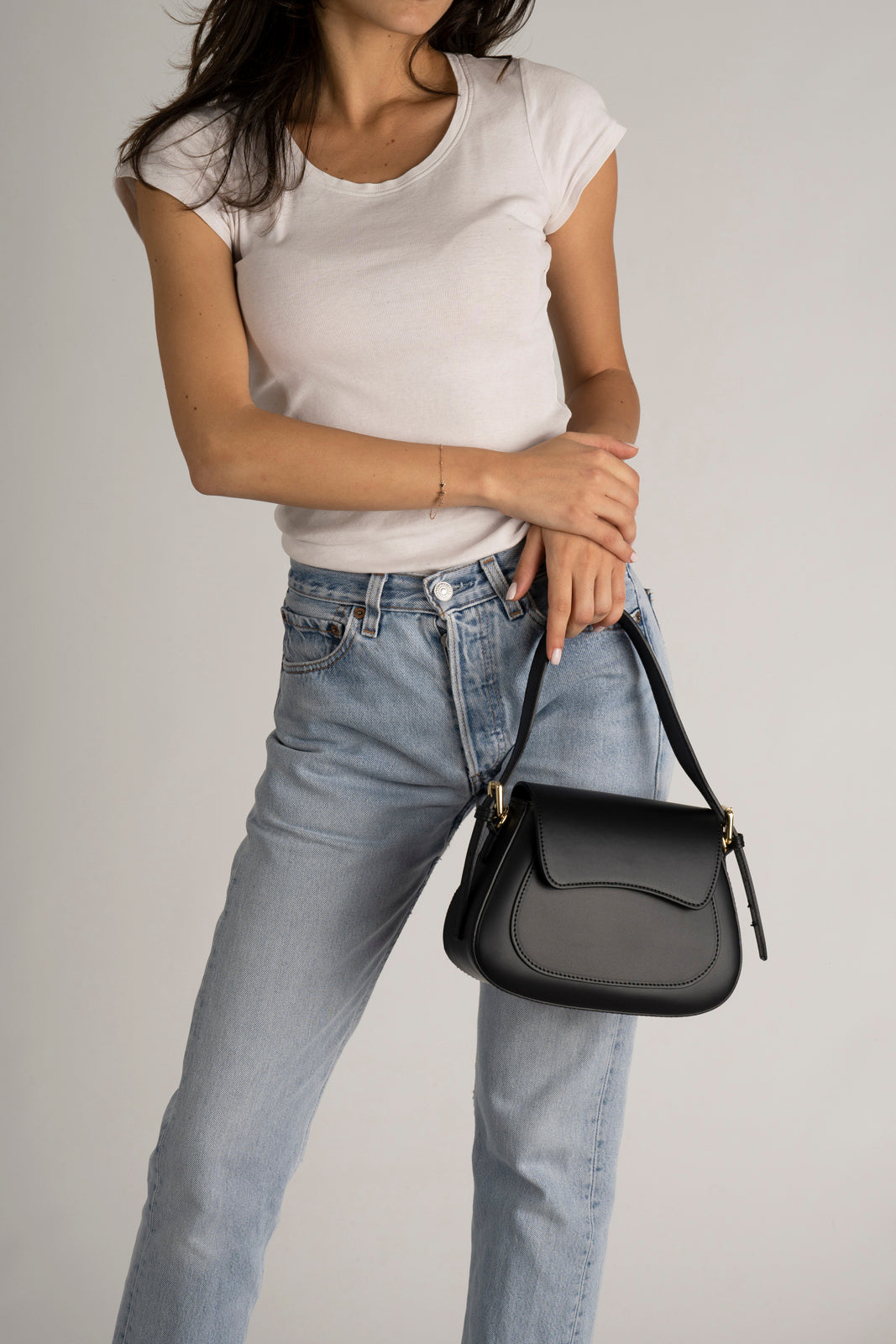 Ginevra Made in Italy Leather Shoulder Bag – Black
