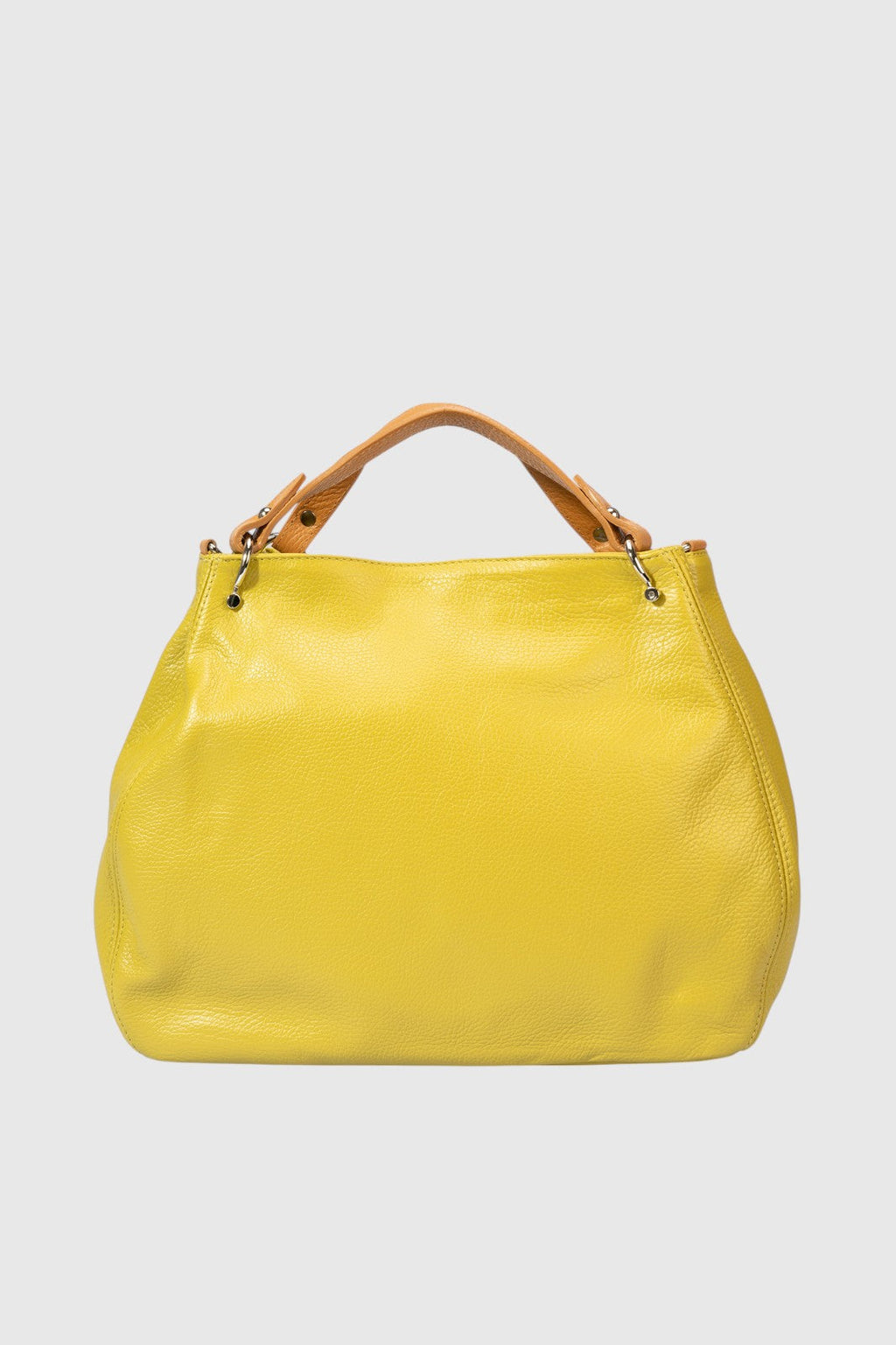 Fiorella Made in Italy Leather Top Handle Handbag – Pistachio Green & Tan