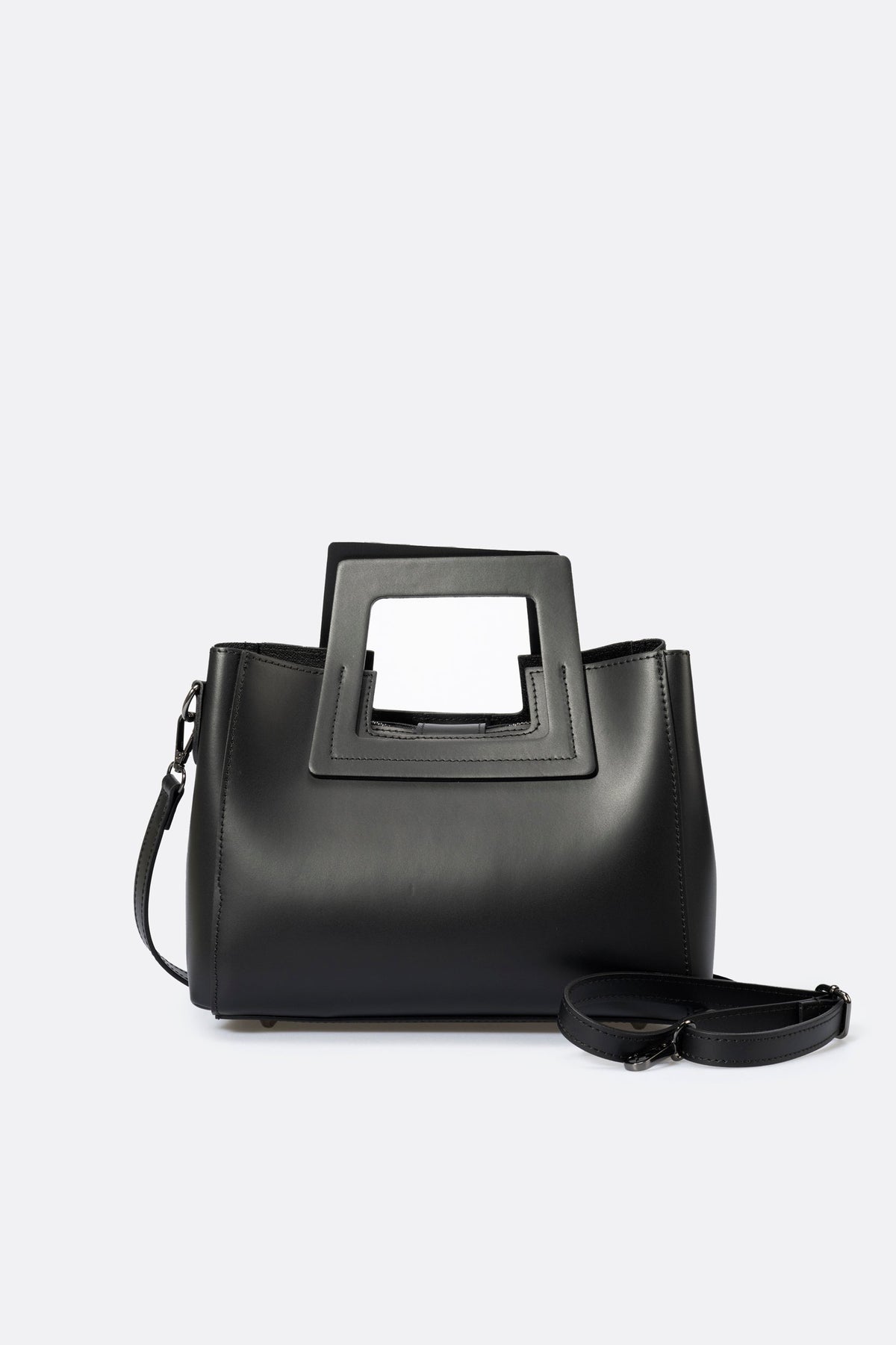 Vittoria Made in Italy Leather Top Handle Handbag – Black