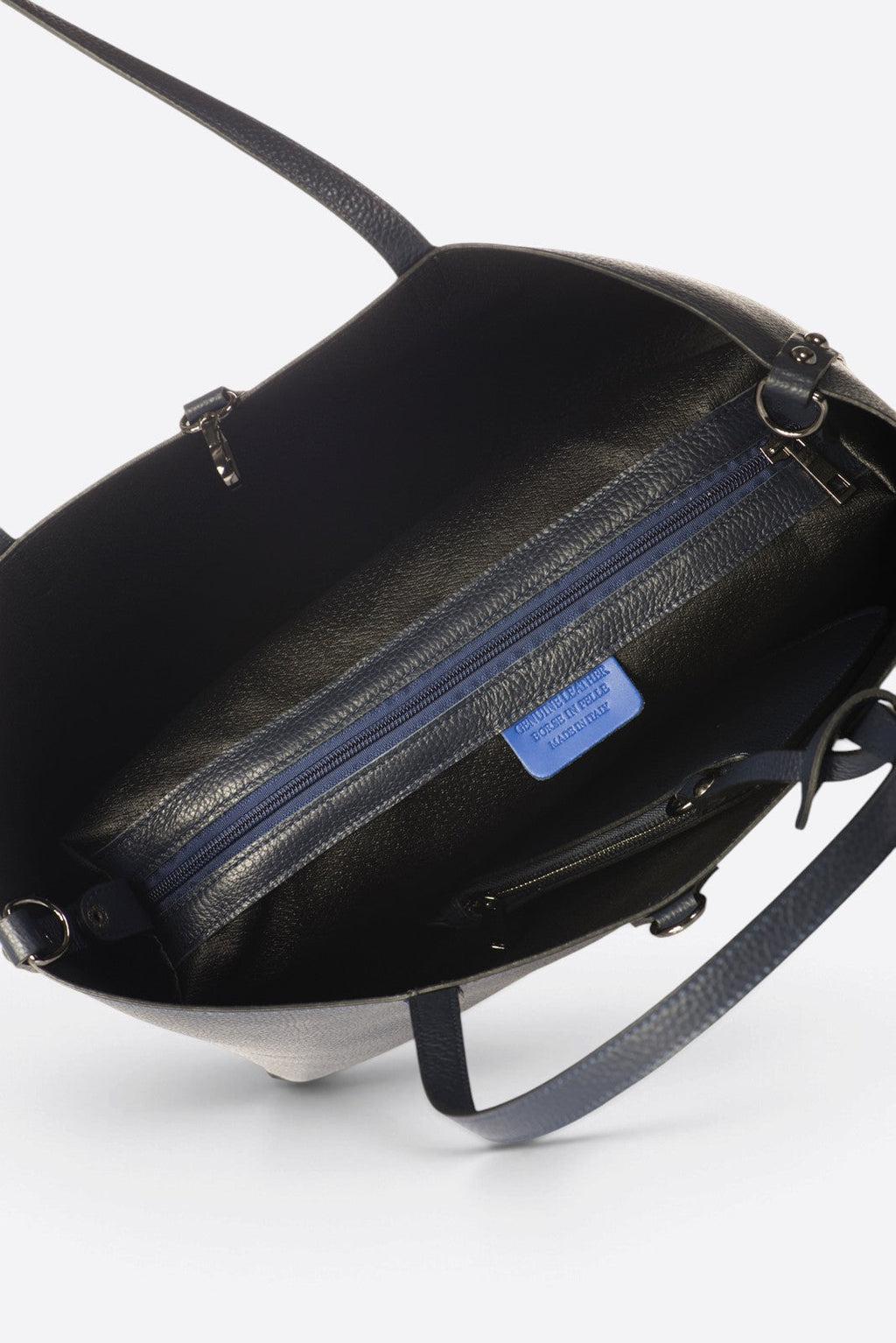 Nicoletta Made in Italy Leather Tote Bag – Dark Blue