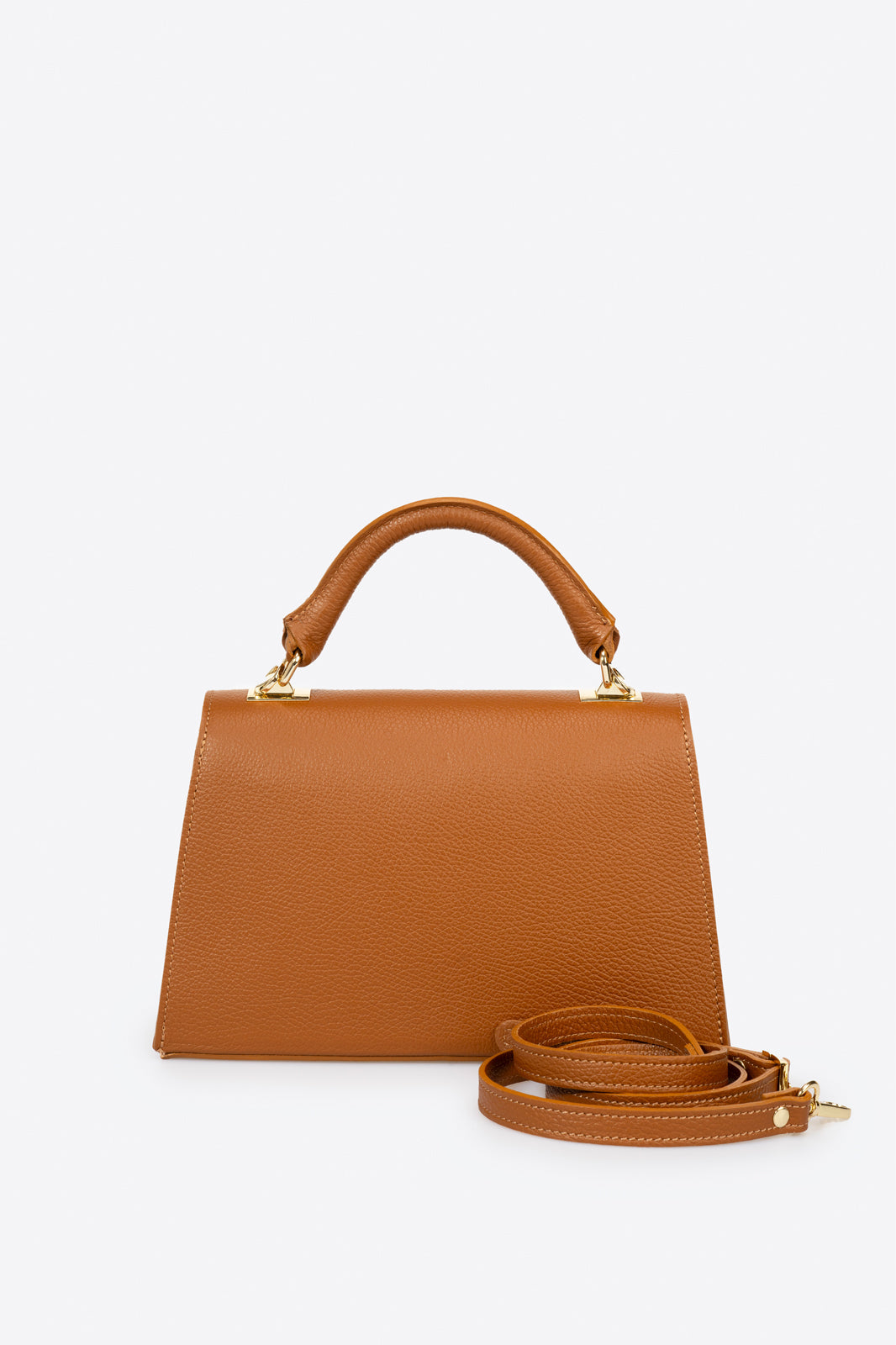 Giulia Made in Italy Leather Top Handle Handbag – Cognac