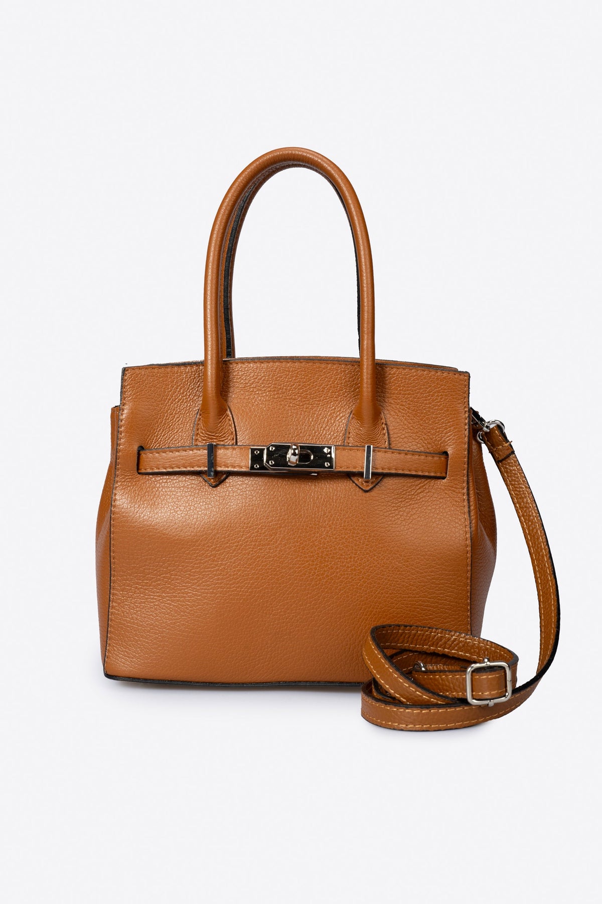 Gabriella Made in Italy Leather Top Handle Handbag – Cognac