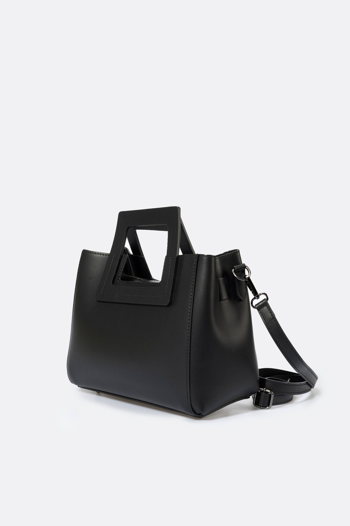 Vittoria Made in Italy Leather Top Handle Handbag – Black