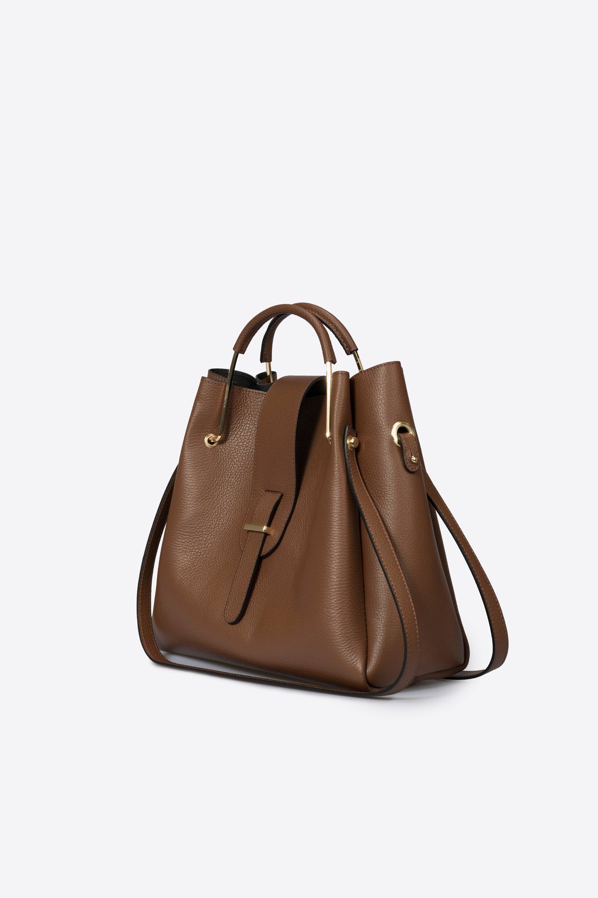 Diana Made in Italy Leather Top Handle Handbag – Brown