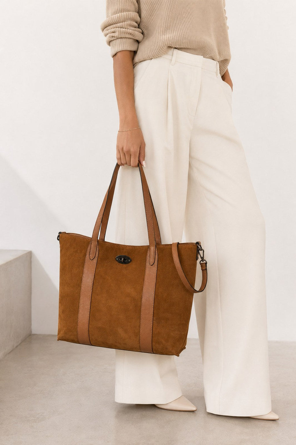 Teresa Made in Italy Suede Leather Tote Bag – Cognac