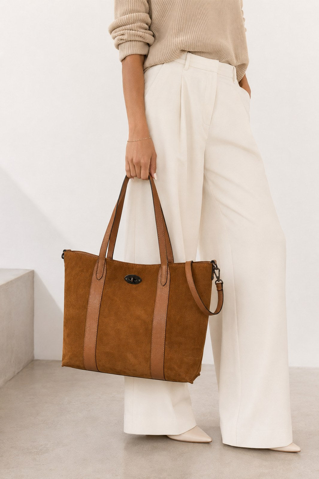 Teresa Made in Italy Suede Leather Tote Bag – Cognac