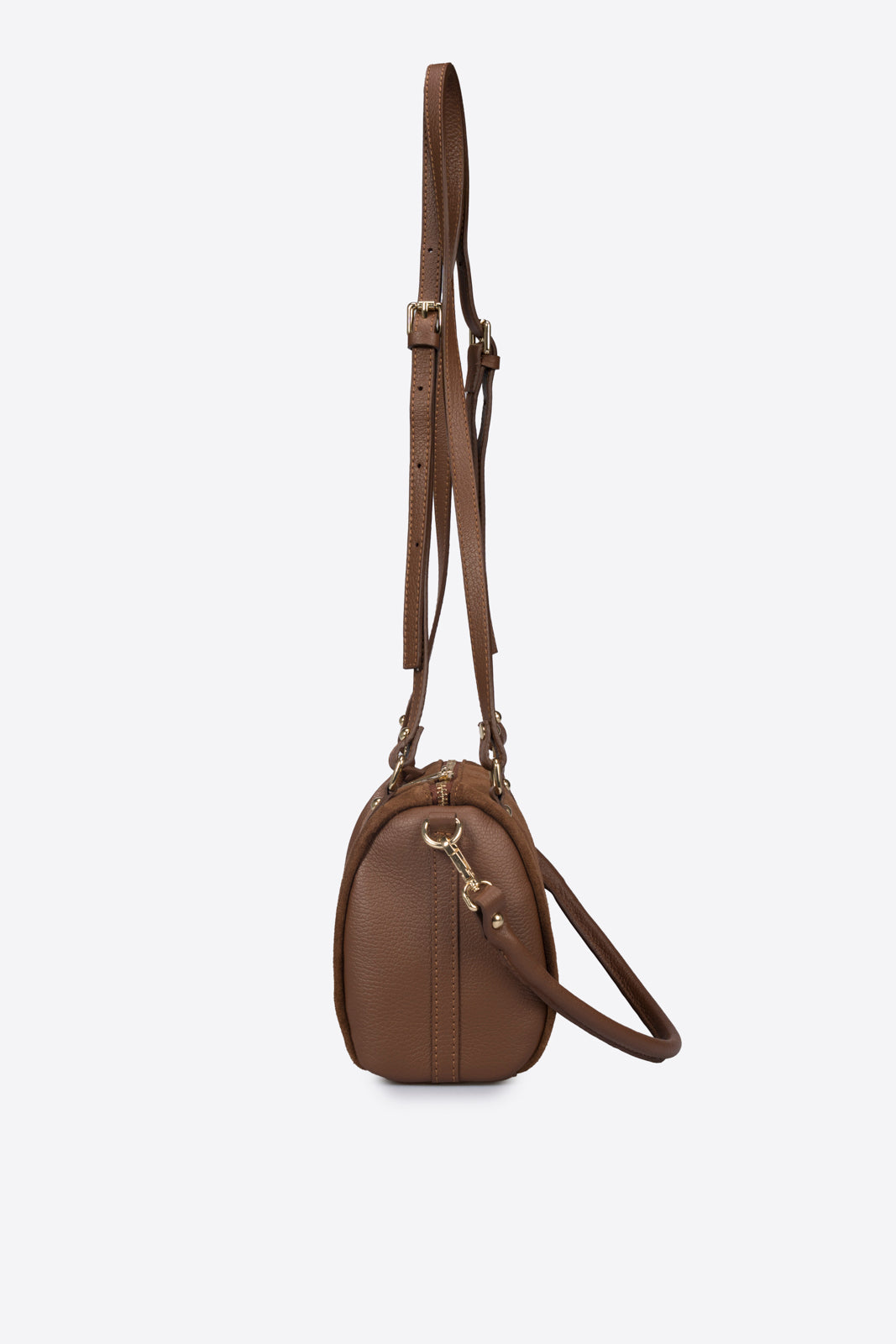 Noemi Made in Italy Suede Leather Bowling Bag – Brown