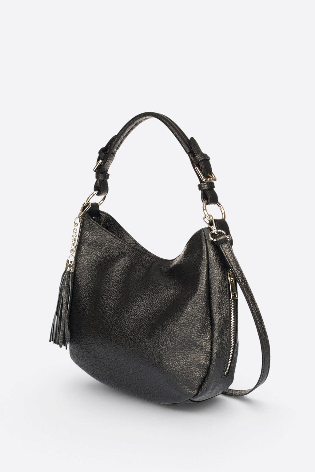 Viola Made in Italy Leather Top Handle Handbag – Black