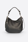 Viola Made in Italy Leather Top Handle Handbag – Black