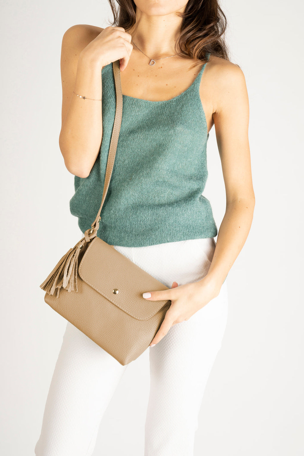 Stella Made in Italy Leather Crossbody Bag – Taupe