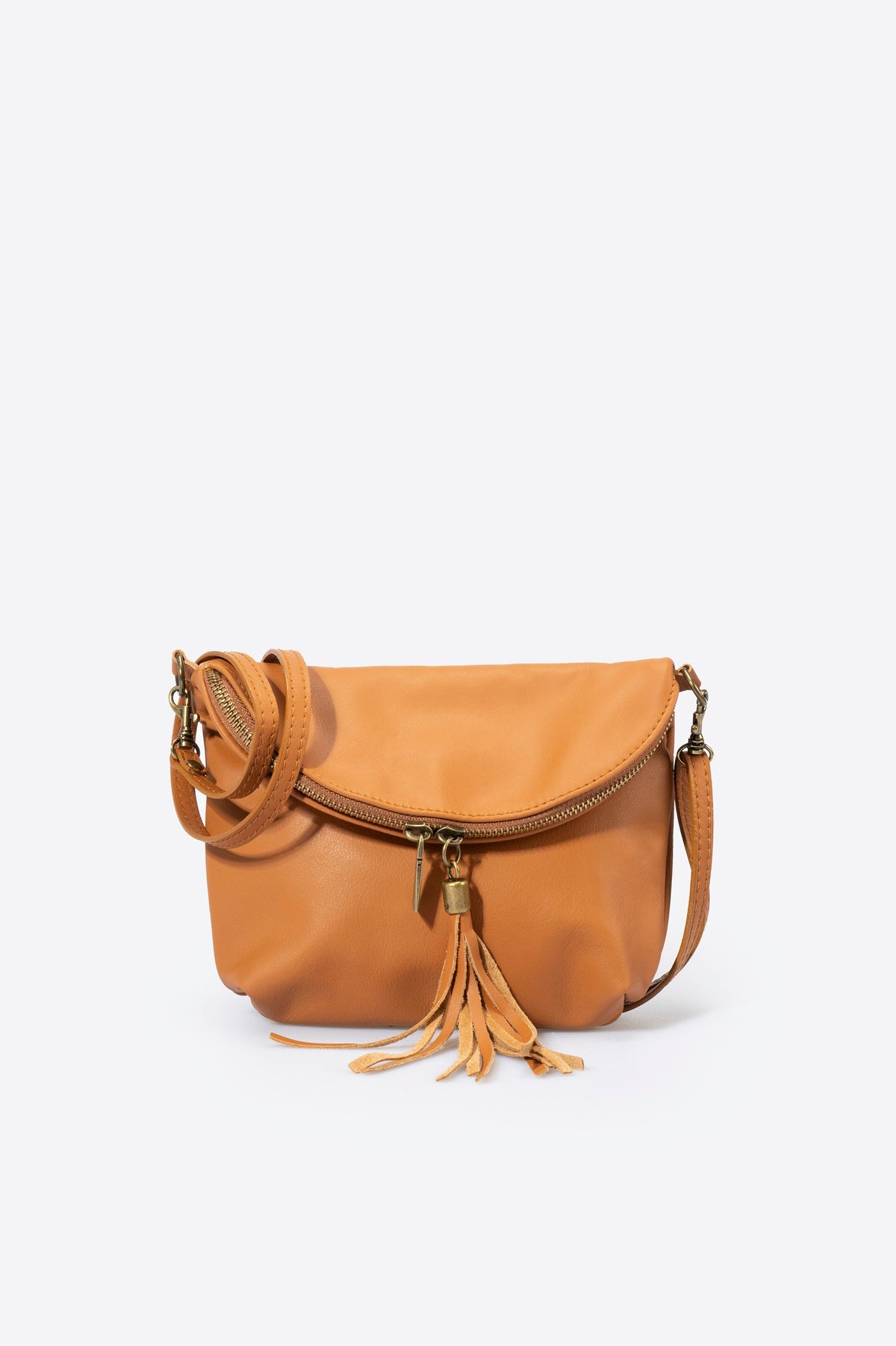 Alessia Made in Italy Full Grain Leather Crossbody Bag – Tan