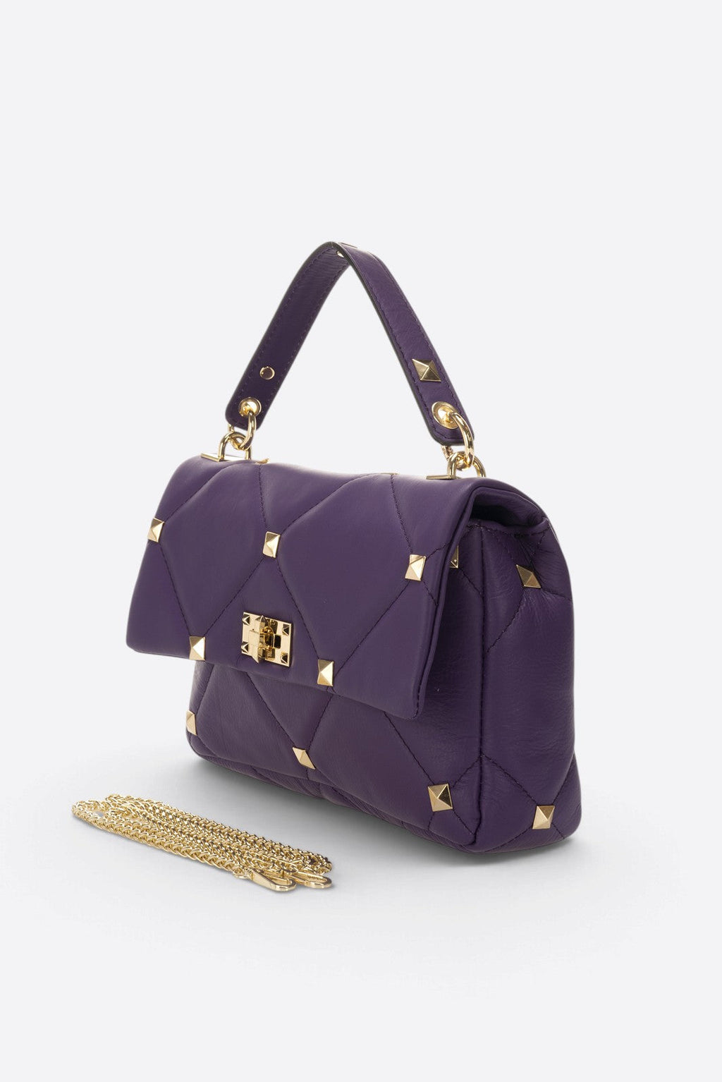 Ilaria Made in Italy Full Grain Leather Top Handle Handbag – Purple