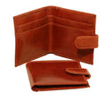 LUSSO Men's Bifold Leather Wallet with snap closure