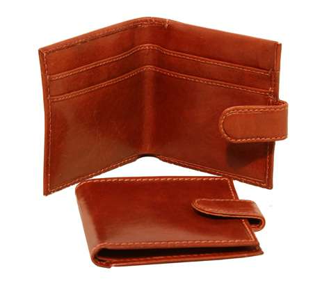 LUSSO Men's Bifold Leather Wallet with snap closure