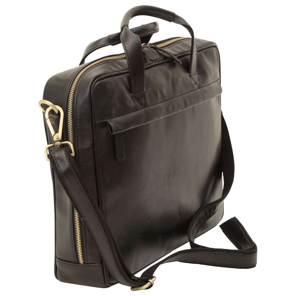 LUSSO Leather Briefcase with zip closure