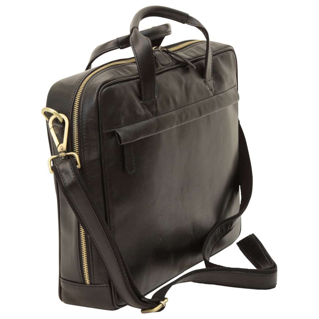 LUSSO Leather Briefcase with zip closure