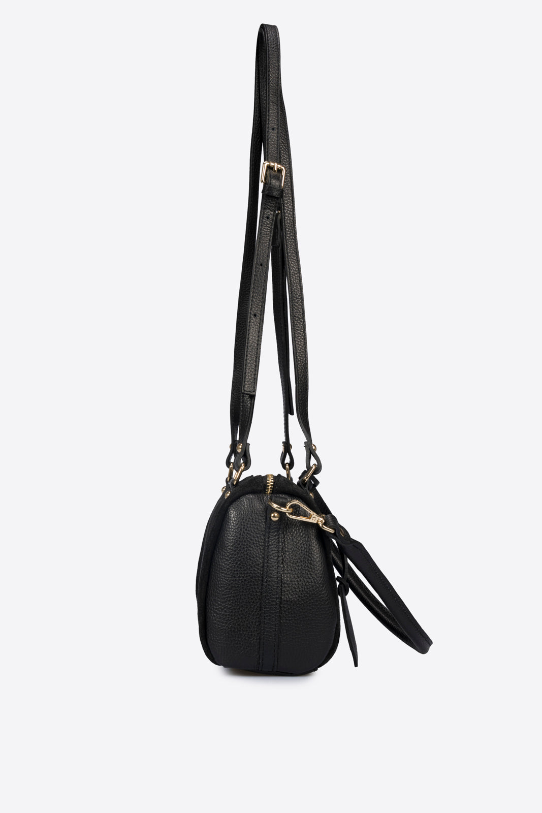 Noemi Made in Italy Suede Leather Bowling Bag – Black