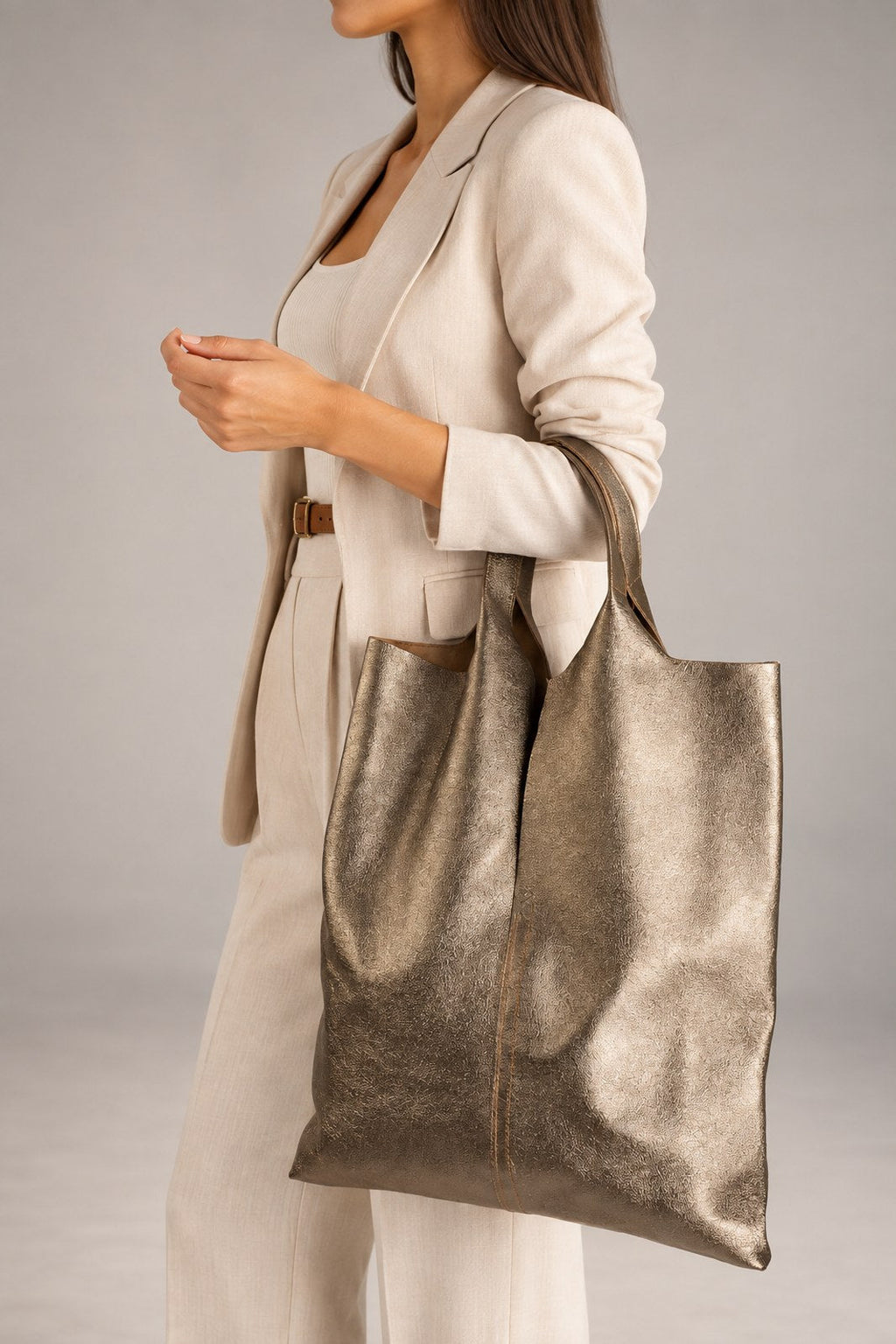 Martina Made in Italy Leather Tote Bag – Gun Metal
