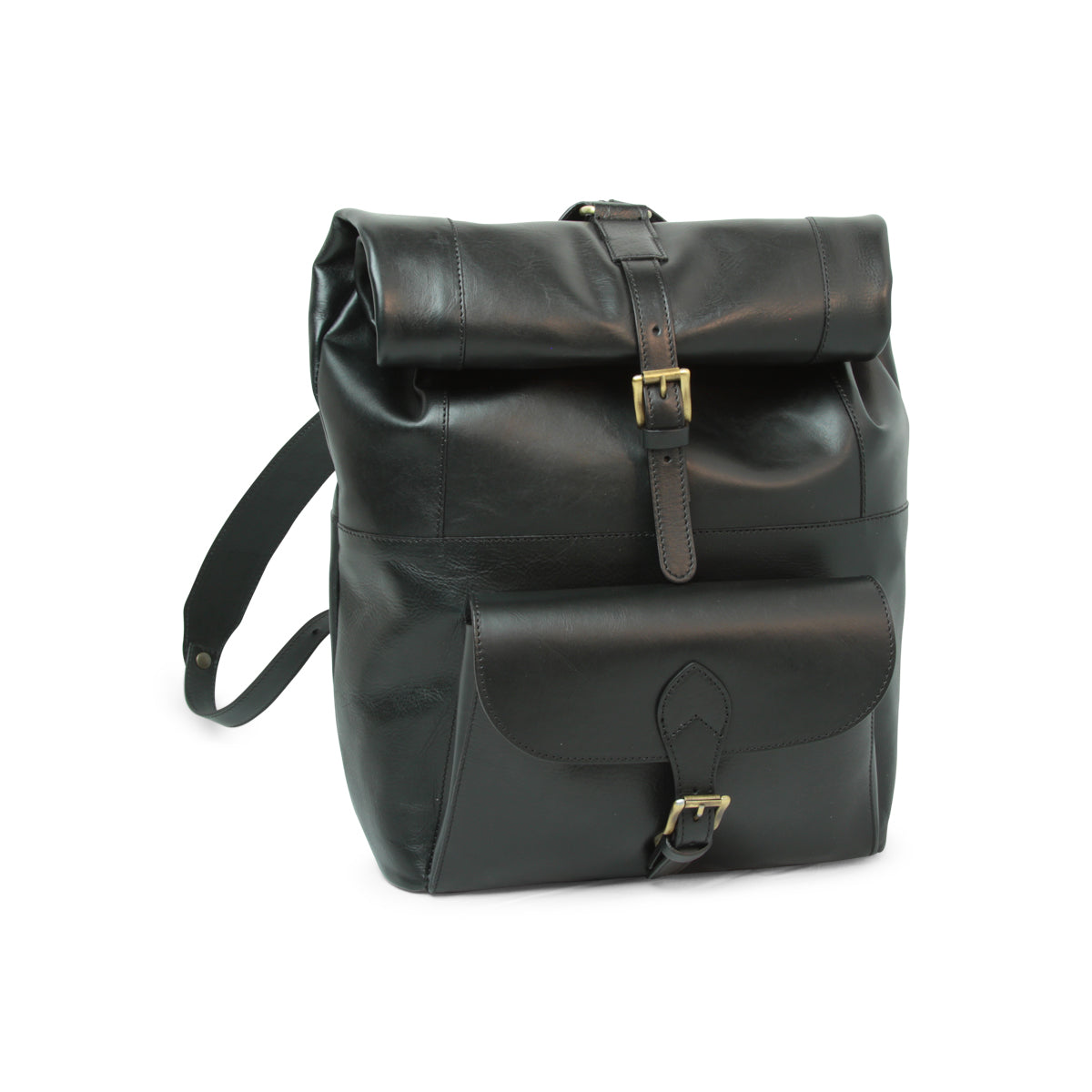 LUSSO Full grain leather back pack with backside troller strap