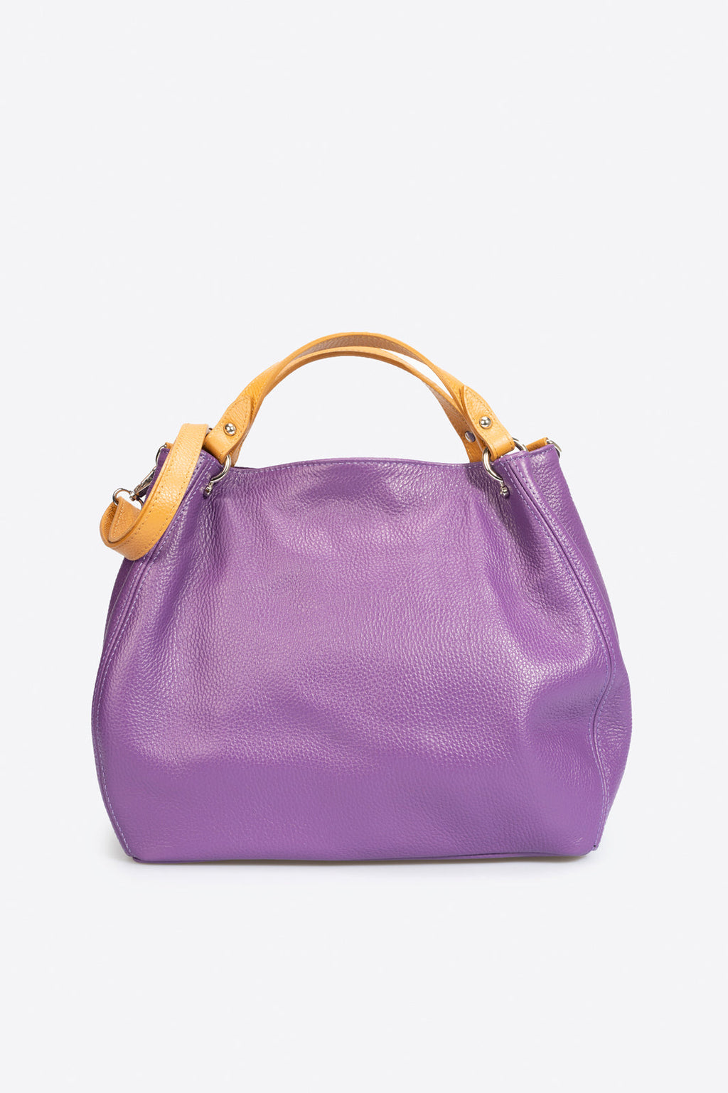 Fiorella Made in Italy Leather Top Handle Handbag – Lilac