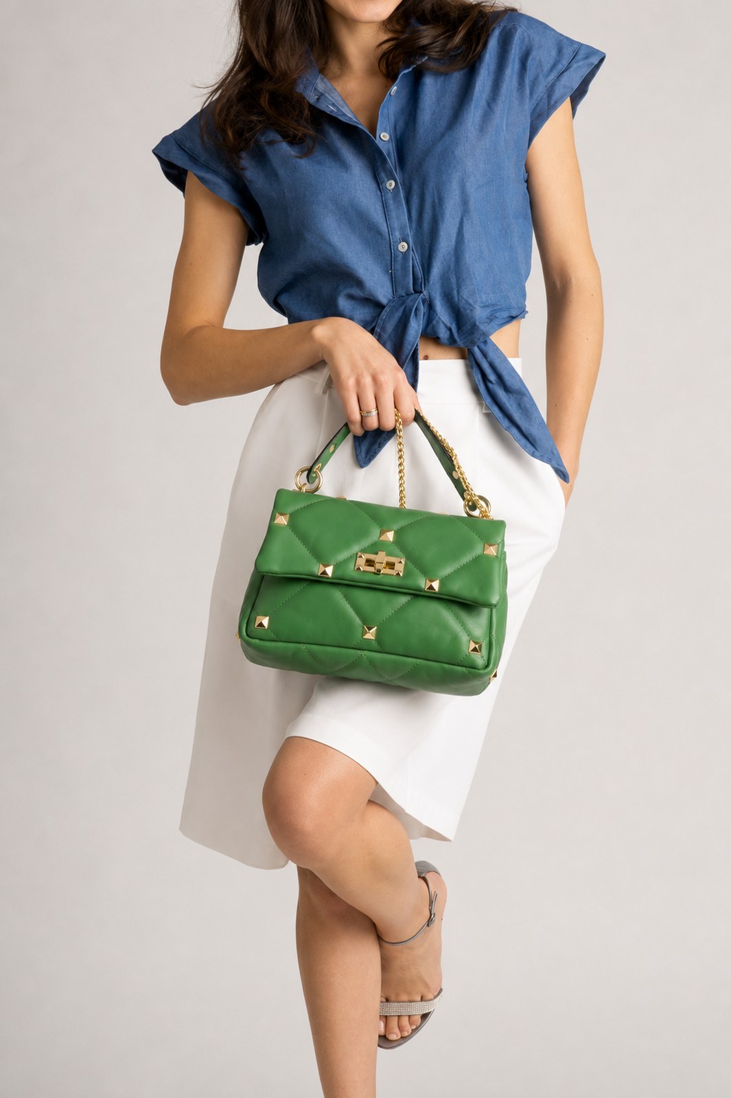 KYLIE leather top handle bag - Green