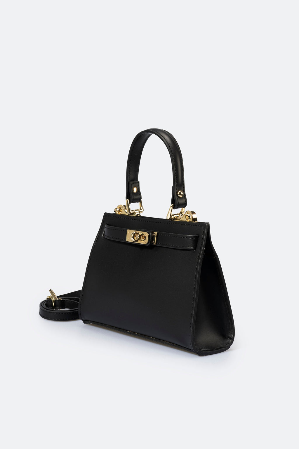 Dalia Made in Italy Leather Top Handle Handbag – Black