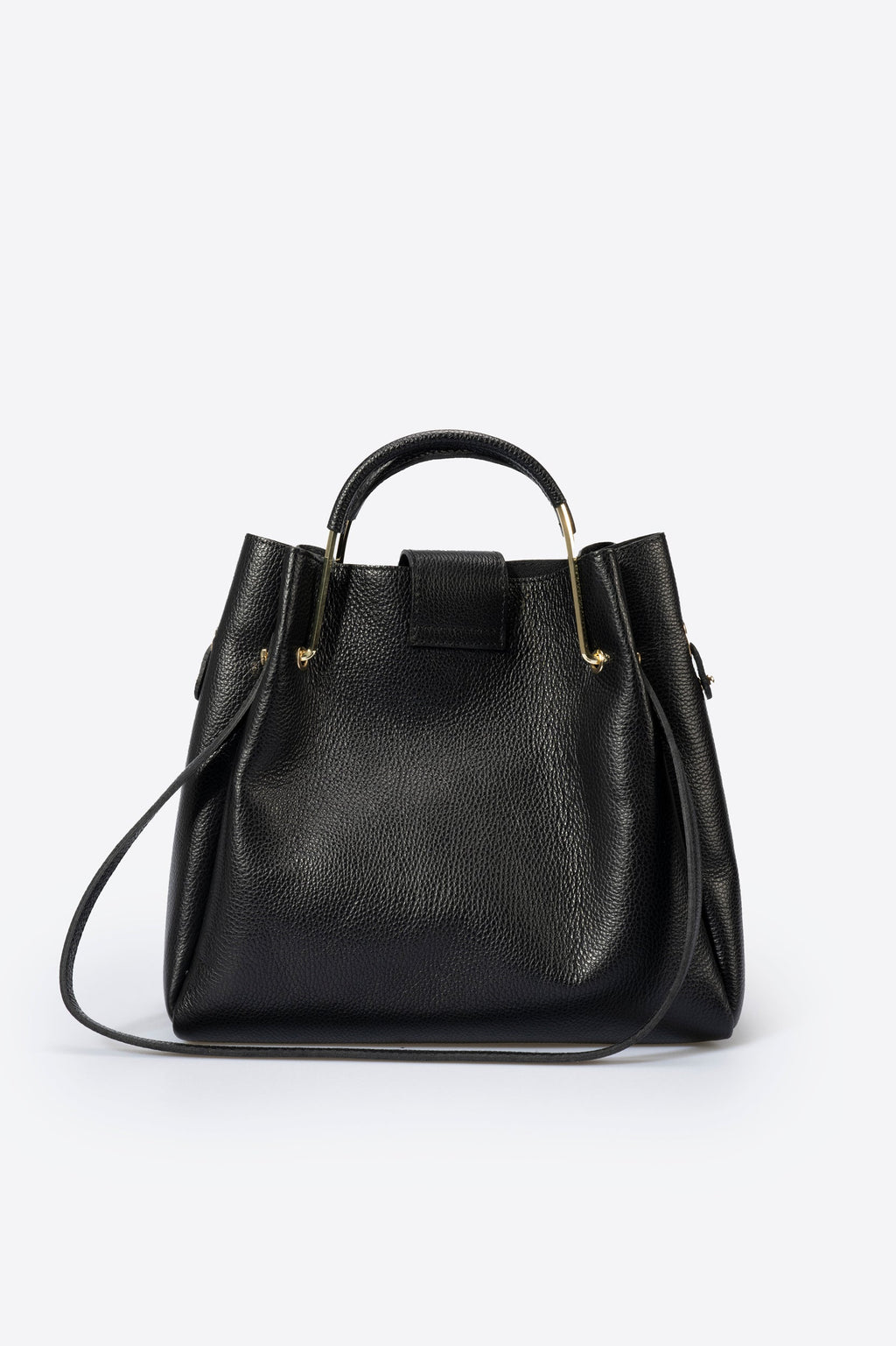 Diana Made in Italy Leather Top Handle Handbag – Black