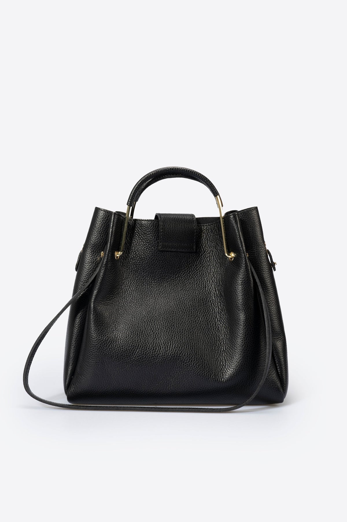 Diana Made in Italy Leather Top Handle Handbag – Black