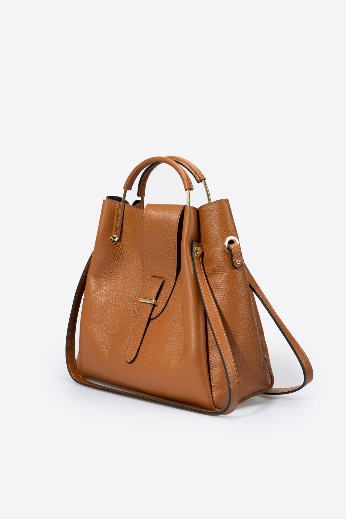 Diana Made in Italy Leather Top Handle Handbag – Tan