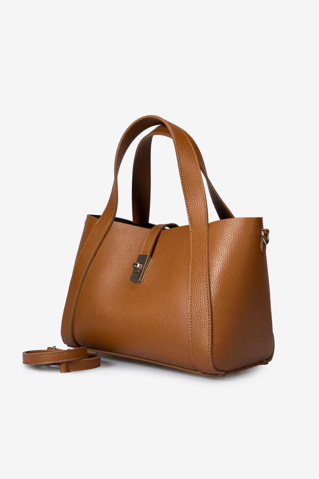 Carlotta Made in Italy Leather Top Handle Handbag – Cognac