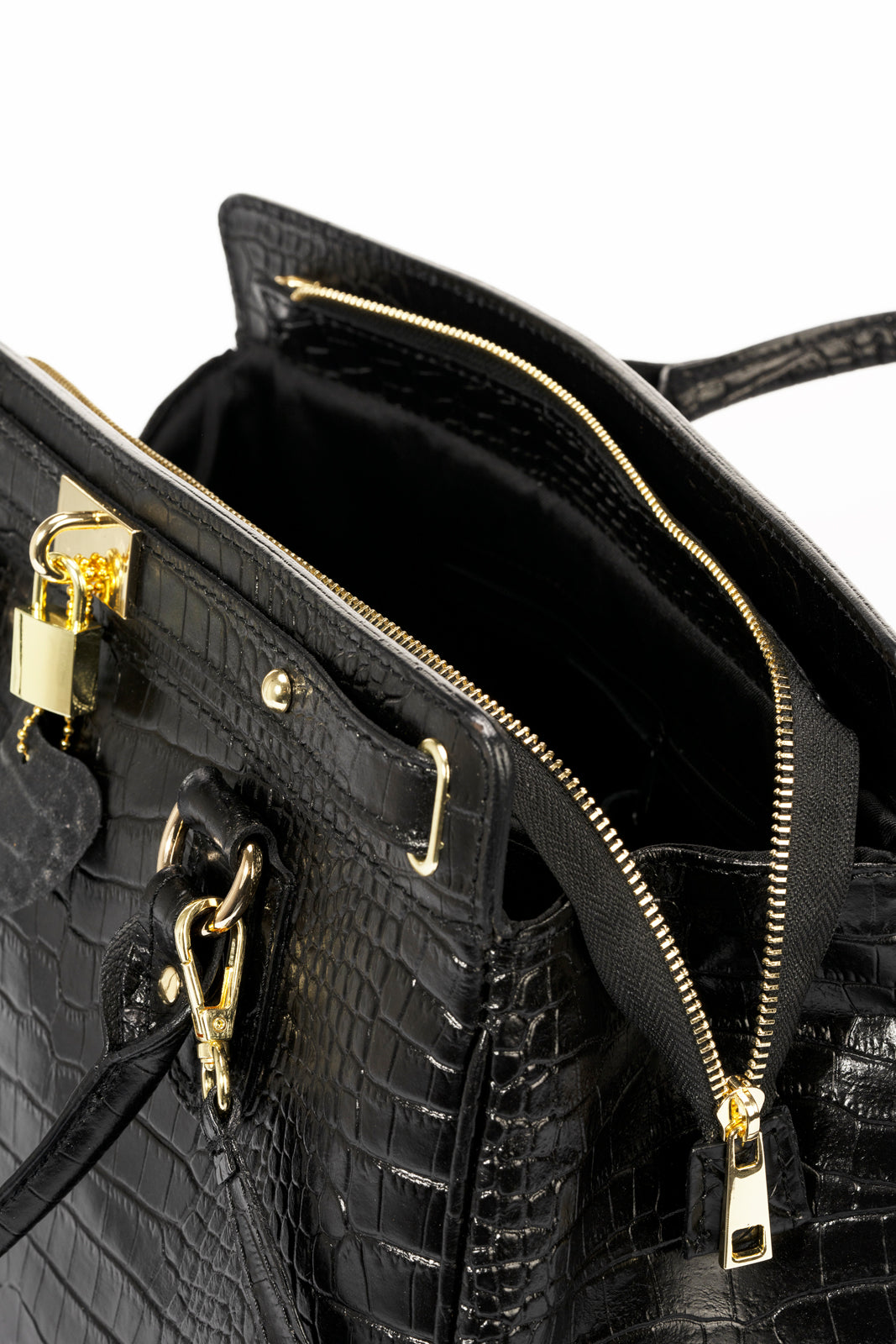 Federica Made in Italy Leather Top Handle Handbag – Black