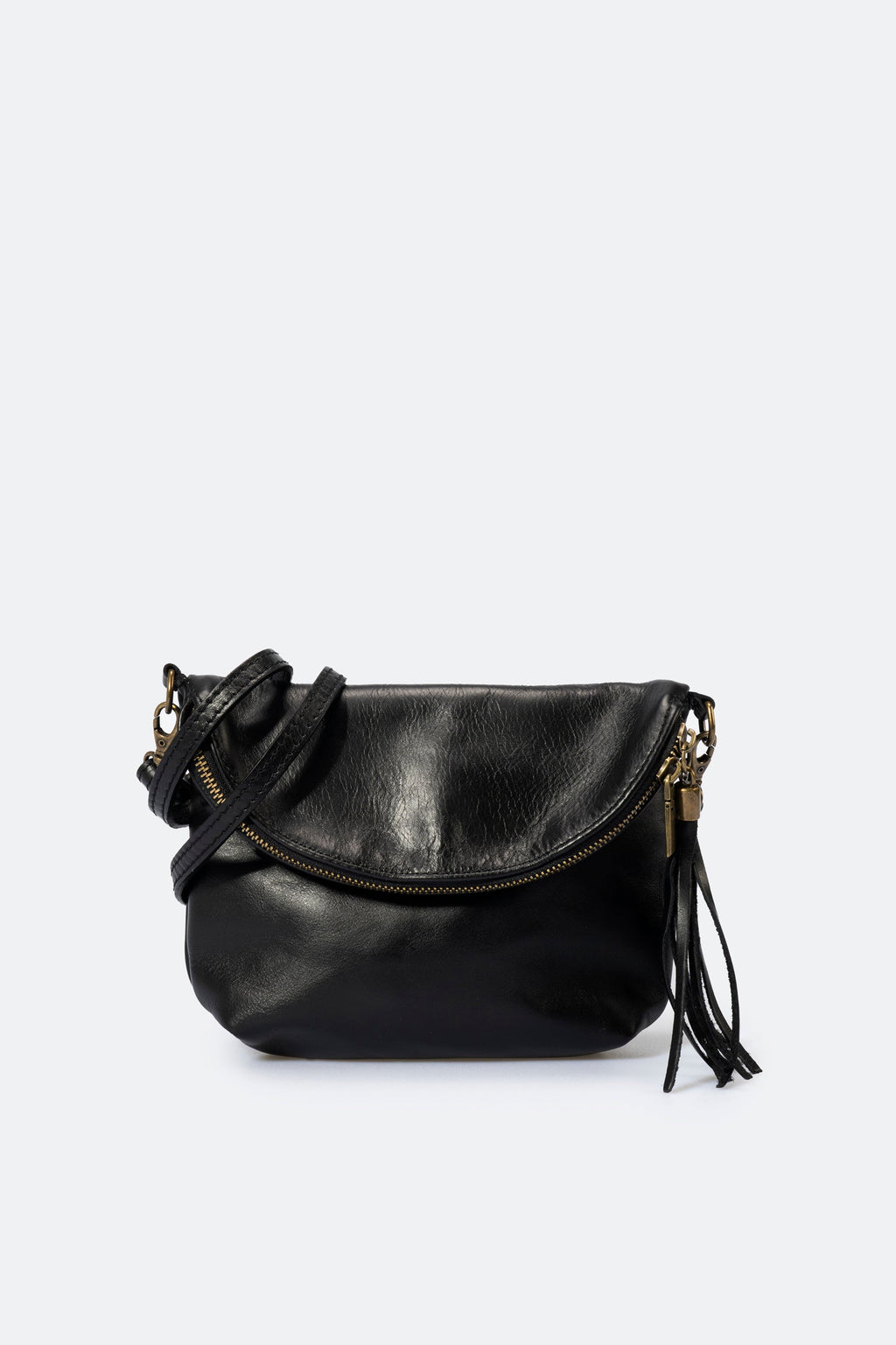Alessia Made in Italy Full Grain Leather Crossbody Bag – Black