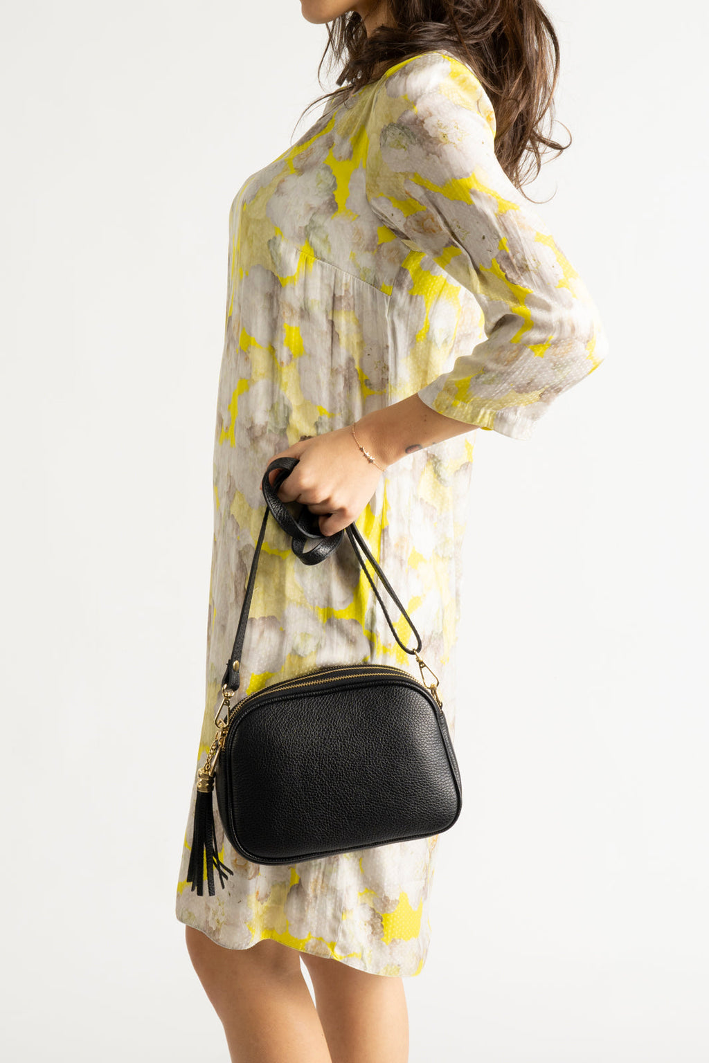 Elena Made in Italy Leather Crossbody Bag – Black