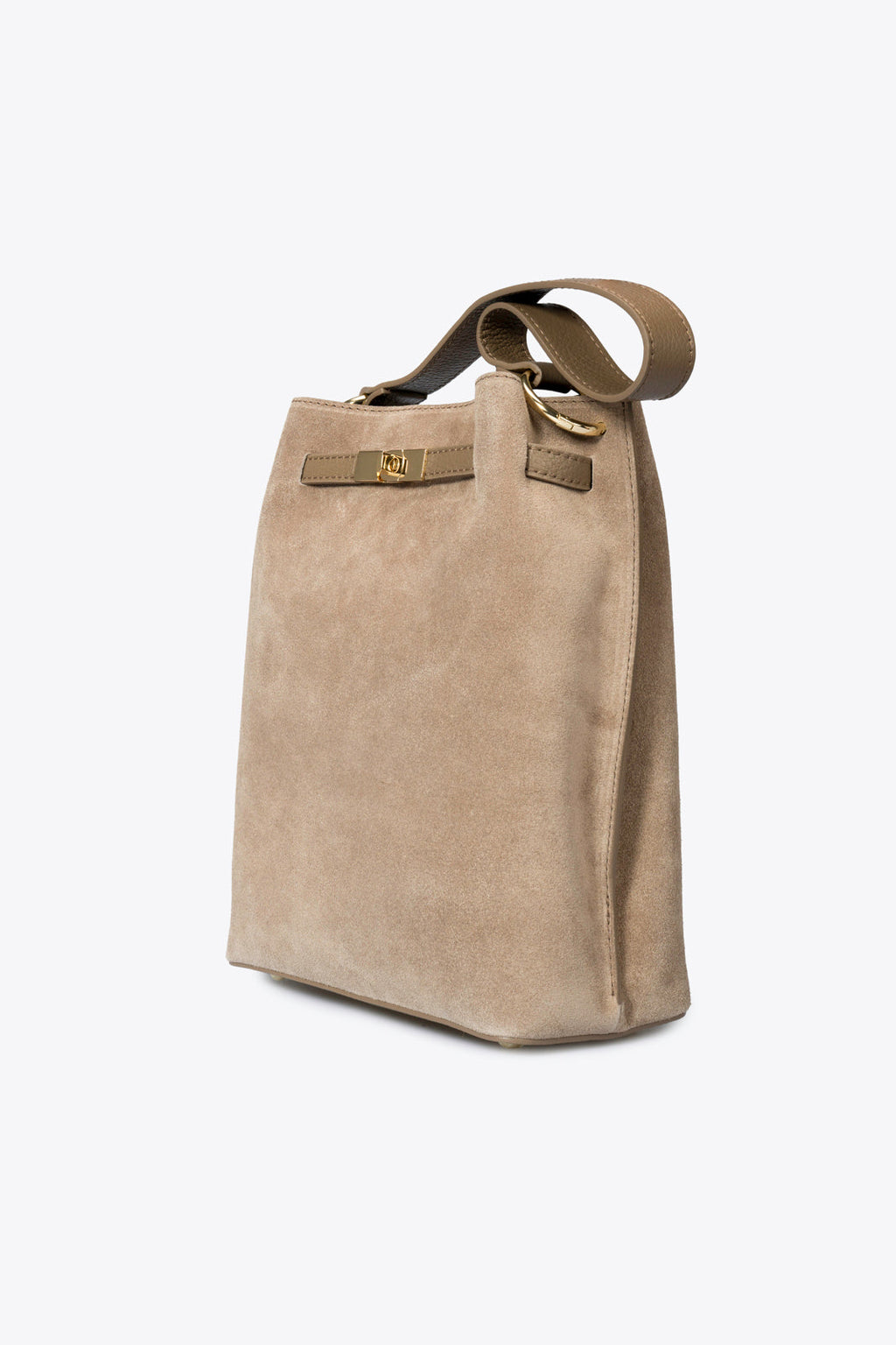 Rosalia Made in Italy Suede Leather Shoulder Bag – Taupe