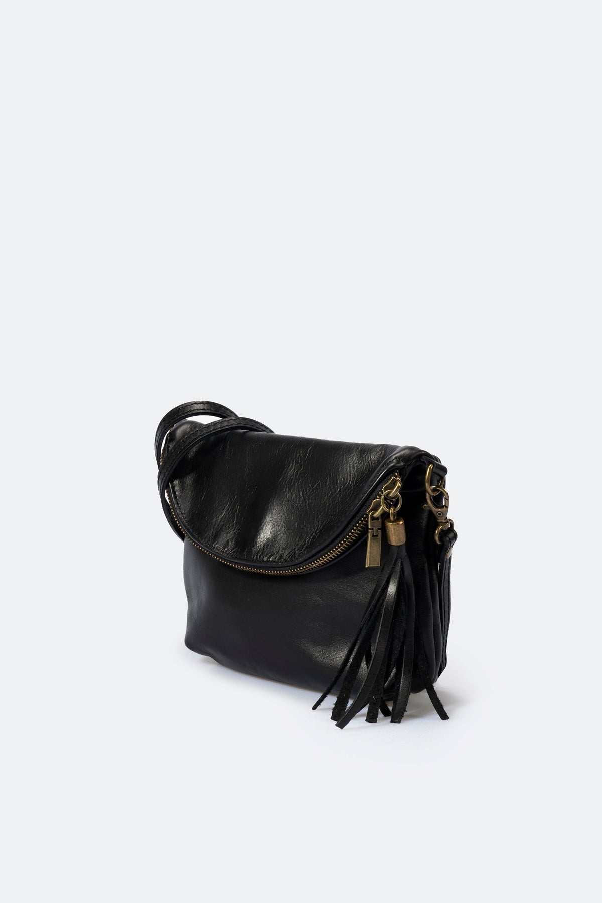 Alessia Made in Italy Full Grain Leather Crossbody Bag – Black