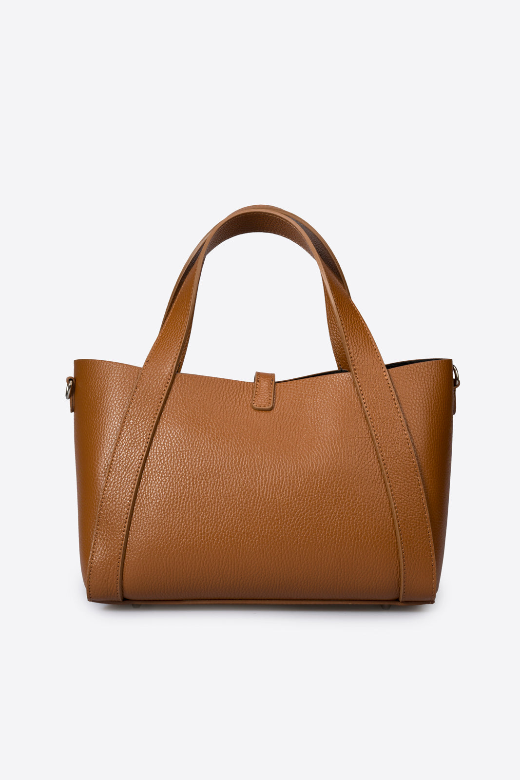 Carlotta Made in Italy Leather Top Handle Handbag – Cognac